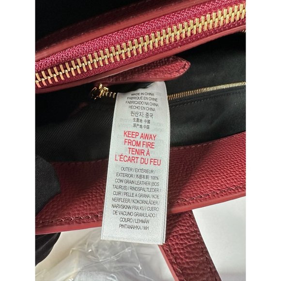 Burberry Medium Banner House Check Leather Tote Shoulder Bag Crimson - Picture 15 of 16